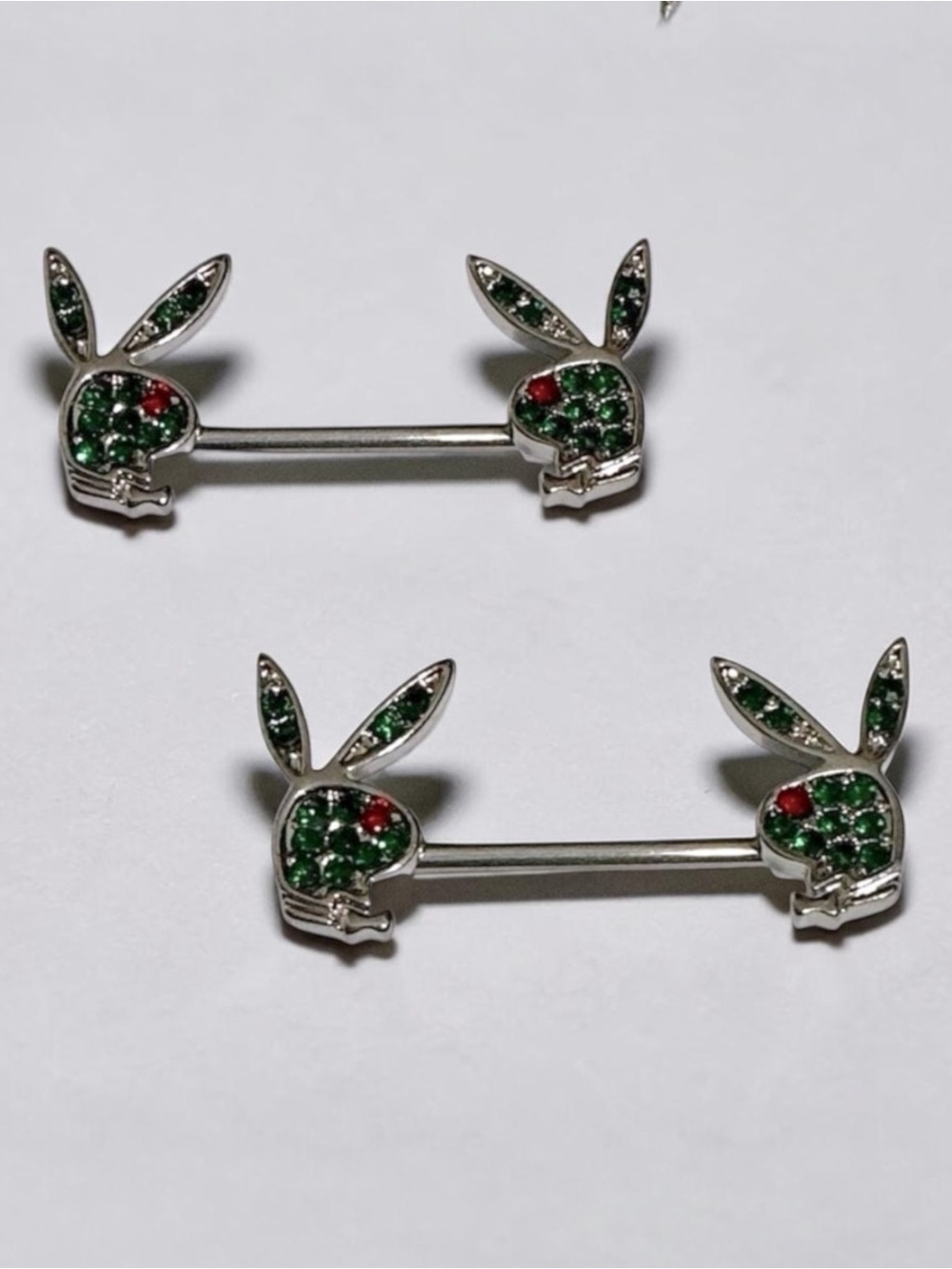 Playboy 9/16” 14 Gauge 316L Cubic Zirconia Bunny Nipple Rings